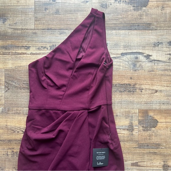 Lulus Women’s So Flirty Burgundy One Shoulder Cutout Asymmetrical Dress Size XS - Picture 2 of 8
